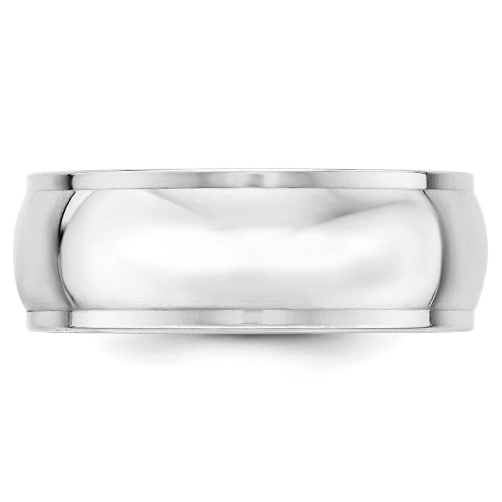 Solid 18K White Gold 8mm Half Round with Edge Men's/Women's Wedding Band Ring Size 4.5