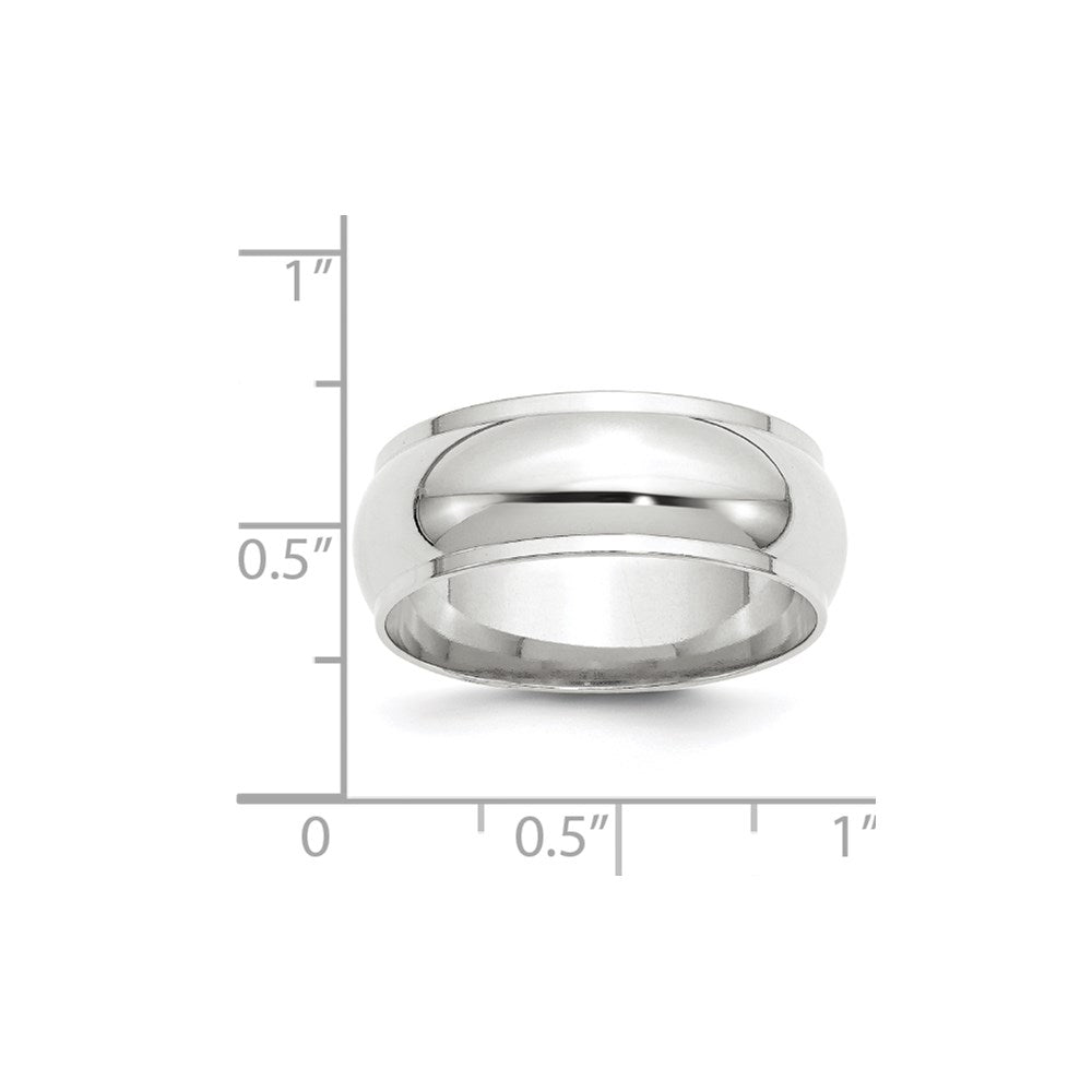 Solid 18K White Gold 8mm Half Round with Edge Men's/Women's Wedding Band Ring Size 4.5