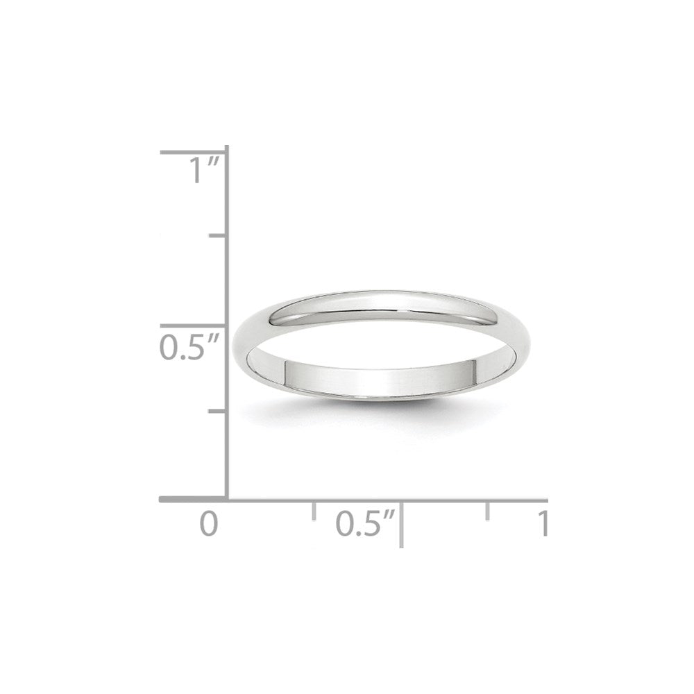 Solid 14K White Gold 2.5mm Light Weight Half Round Men's/Women's Wedding Band Ring Size 10