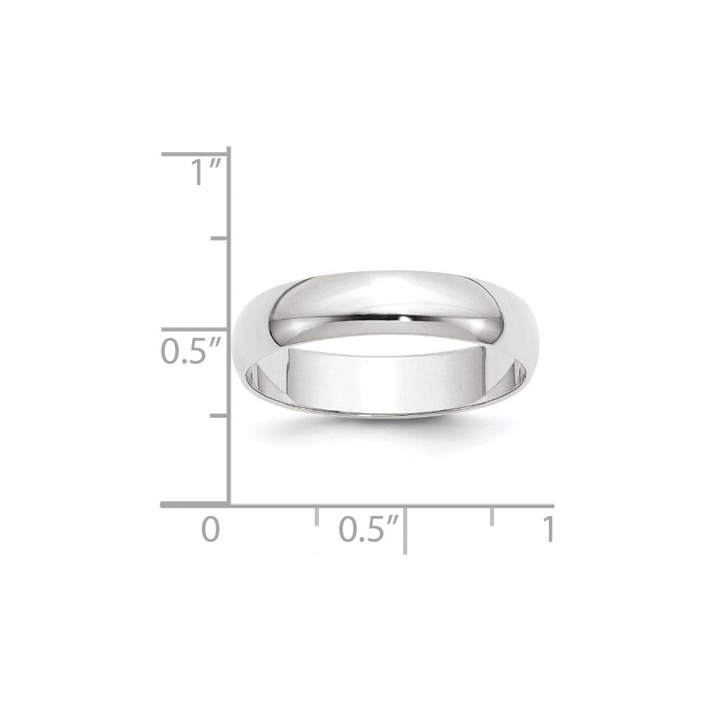 Solid 10K White Gold 5mm Light Weight Half Round Men's/Women's Wedding Band Ring Size 10