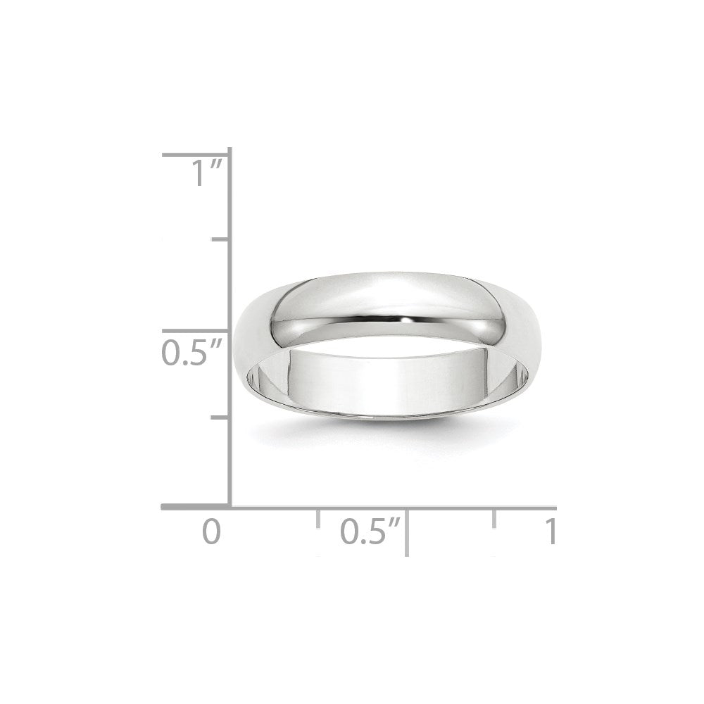 Solid 18K White Gold 5mm Light Weight Half Round Men's/Women's Wedding Band Ring Size 10