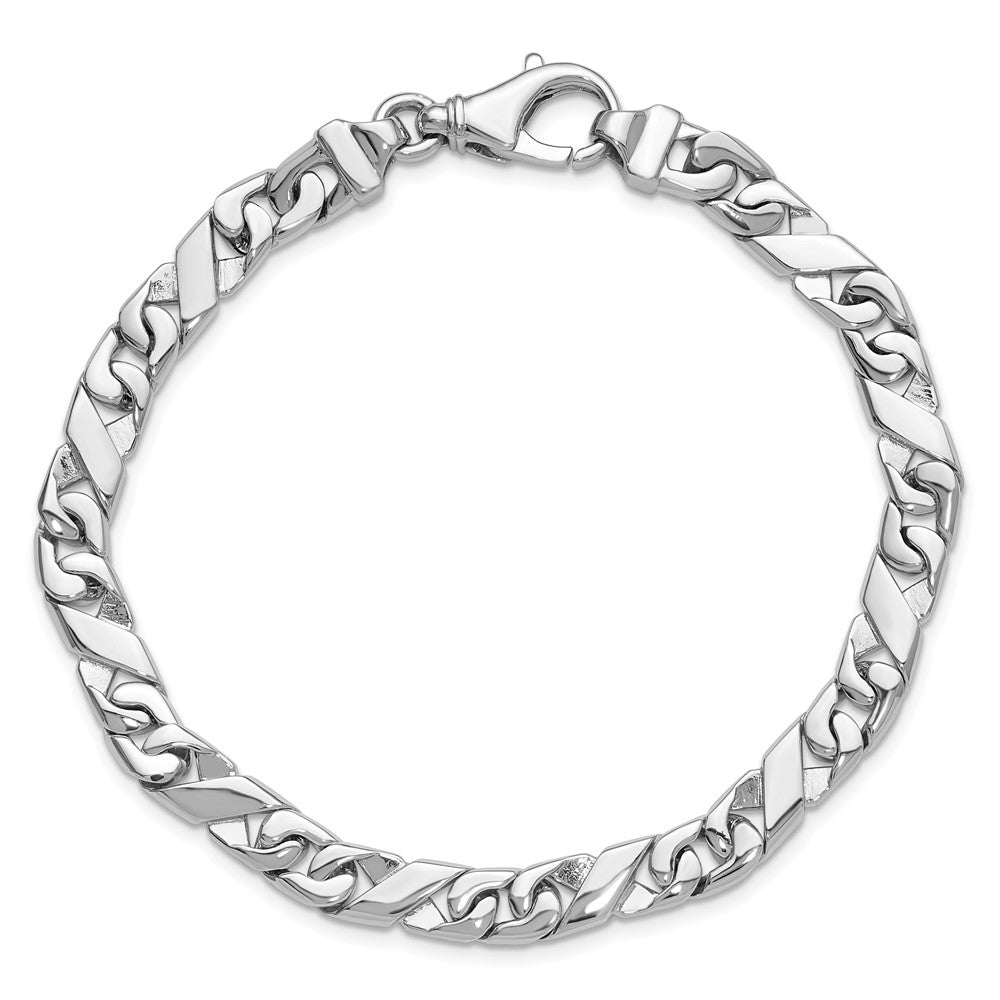 Solid 14K White Gold 9 inch 6.7mm Hand Polished Fancy Link with Fancy Lobster Clasp Bracelet