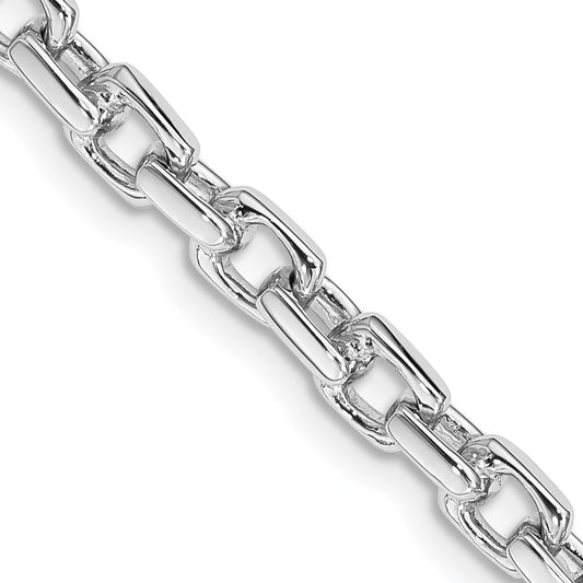 Solid 14K White Gold 9 inch 4.6mm Hand Polished Fancy Link with Fancy Lobster Clasp Chain Bracelet