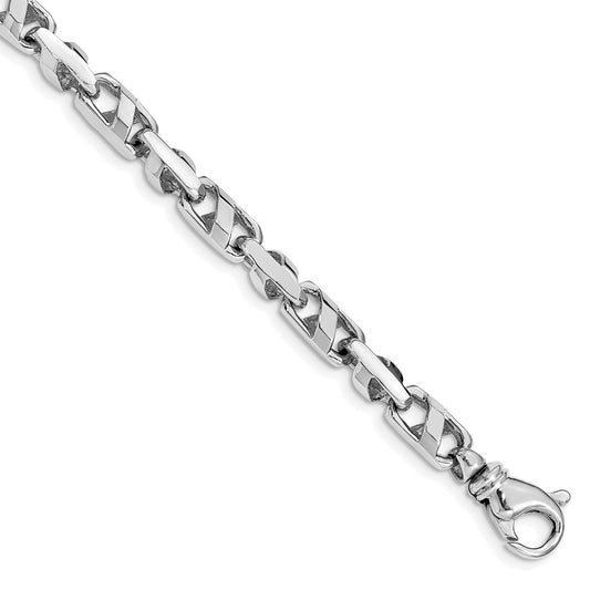 Solid 14K White Gold 8 inch 5.5mm Fancy Link with Fancy Lobster Clasp Bracelet