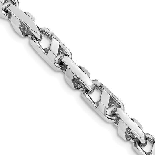 Solid 14K White Gold 22 inch 5.5mm Fancy Link with Fancy Lobster Clasp Chain Necklace