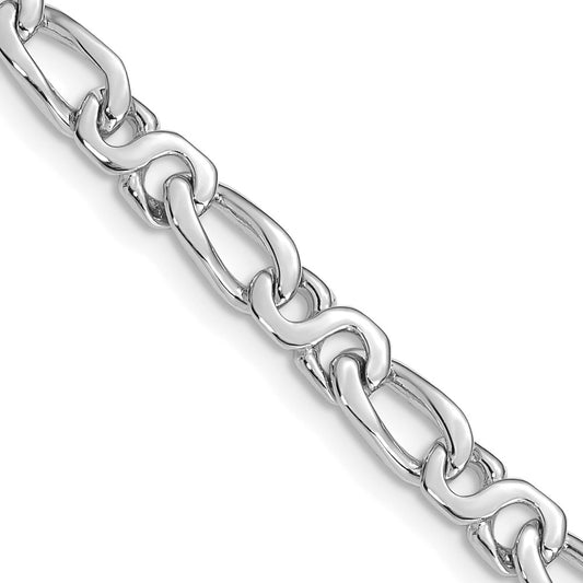 Solid 14K White Gold 22 inch 4.8mm Hand Polished Fancy Link with Fancy Lobster Clasp Chain Necklace