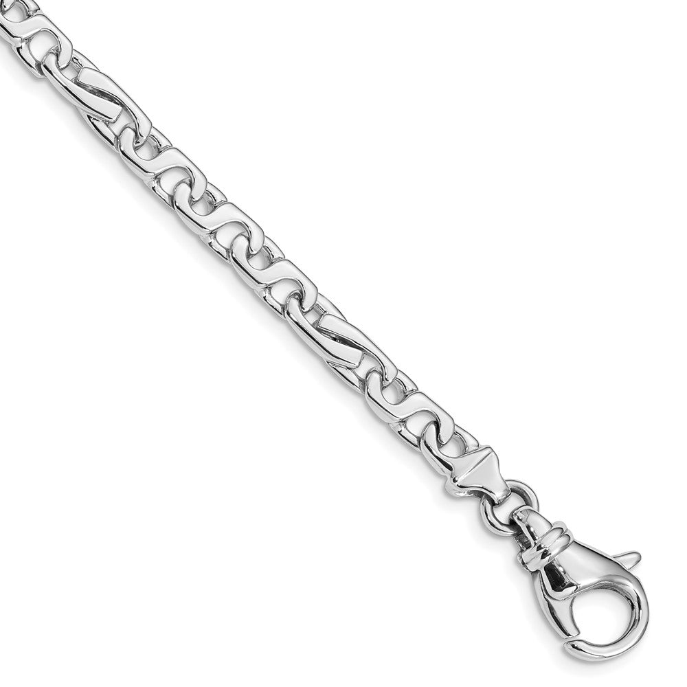 Solid 14K White Gold 8 inch 5.8mm Hand Polished Fancy Link with Fancy Lobster Clasp Bracelet