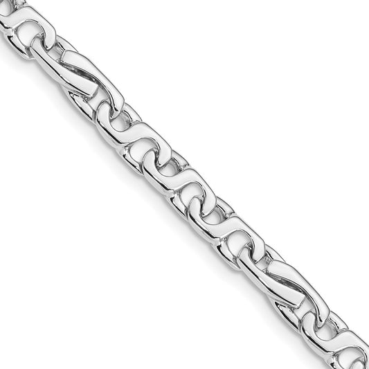 Solid 14K White Gold 7 inch 5.8mm Hand Polished Fancy Link with Fancy Lobster Clasp Bracelet