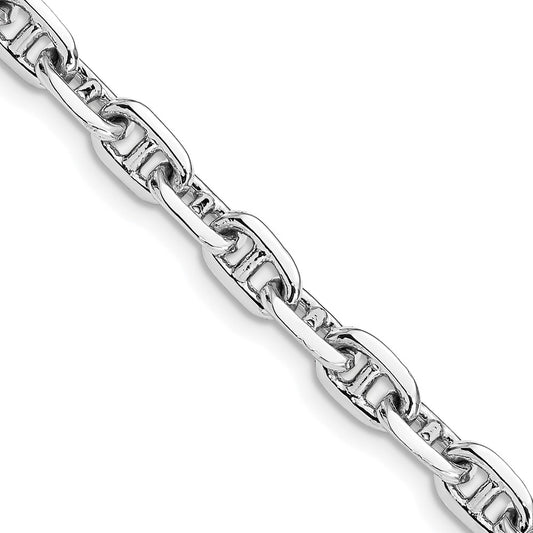 Solid 14K White Gold 18 inch 5.1mm Hand Polished Fancy Link with Lobster Clasp Chain Necklace