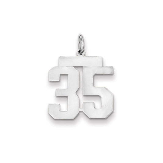 14k White Gold WG Medium Polished Number 35 Charm