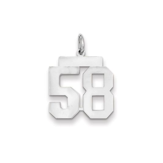 14k White Gold WG Medium Polished Number 58 Charm