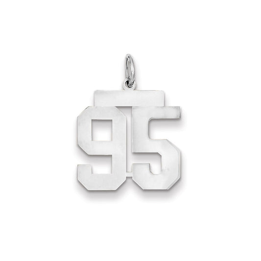 14k White Gold WG Medium Polished Number 95 Charm