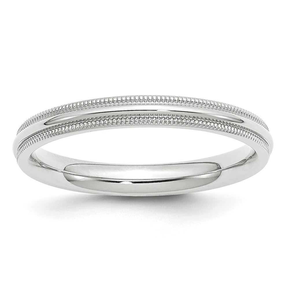 Solid 18K White Gold 3mm Milgrain Comfort Fit Men's/Women's Wedding Band Ring Size 8
