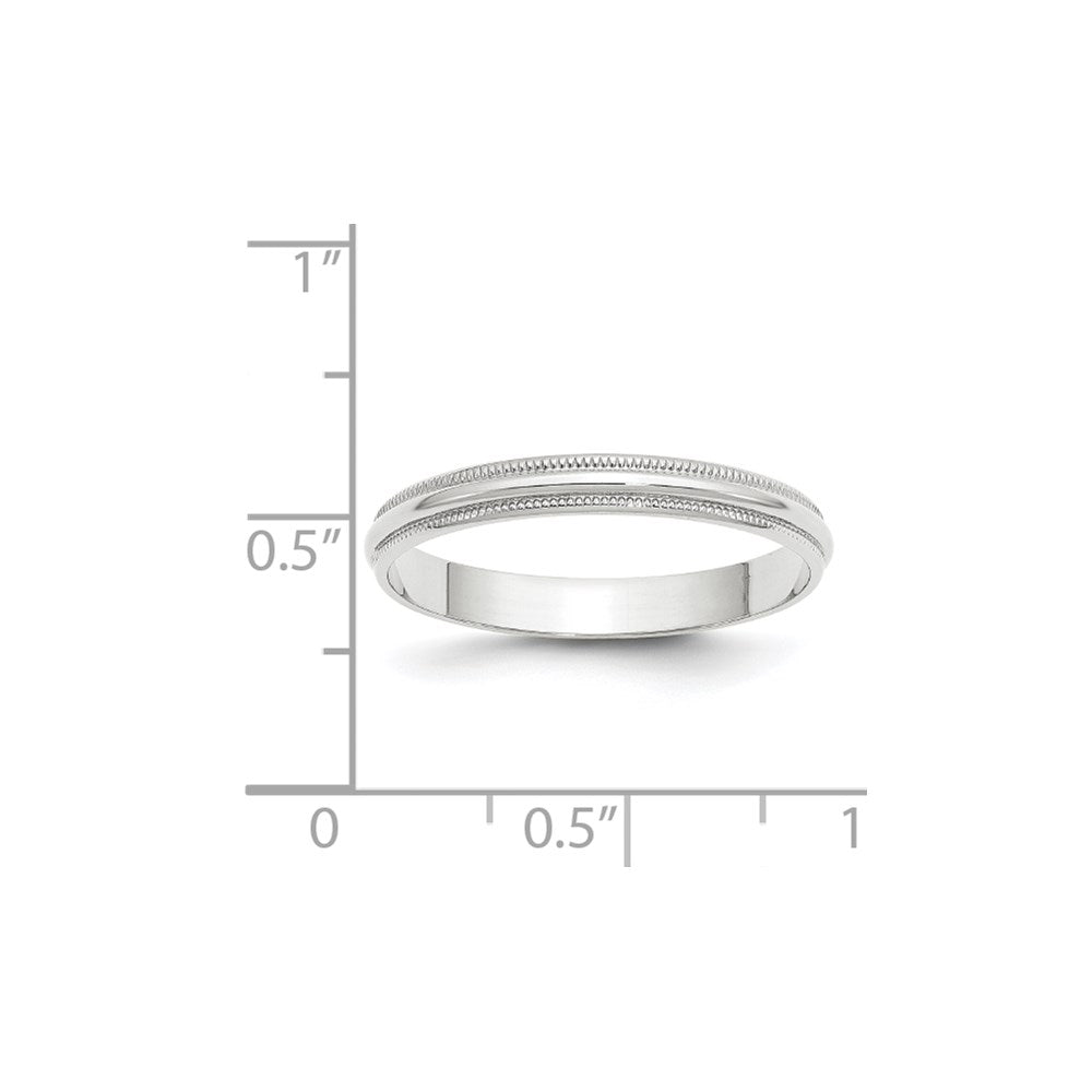 Solid 18K White Gold 3mm Light Weight Milgrain Half Round Men's/Women's Wedding Band Ring Size 14