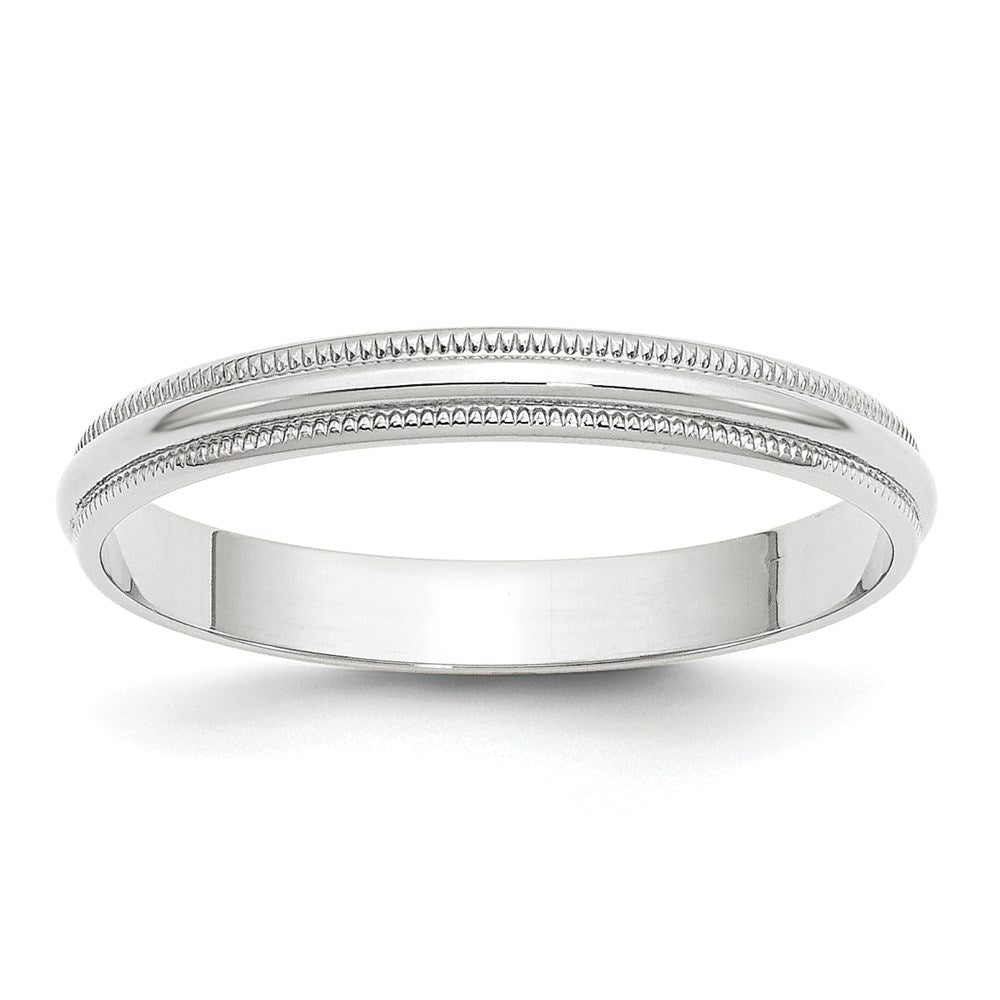 Solid 18K White Gold 3mm Light Weight Milgrain Half Round Men's/Women's Wedding Band Ring Size 12