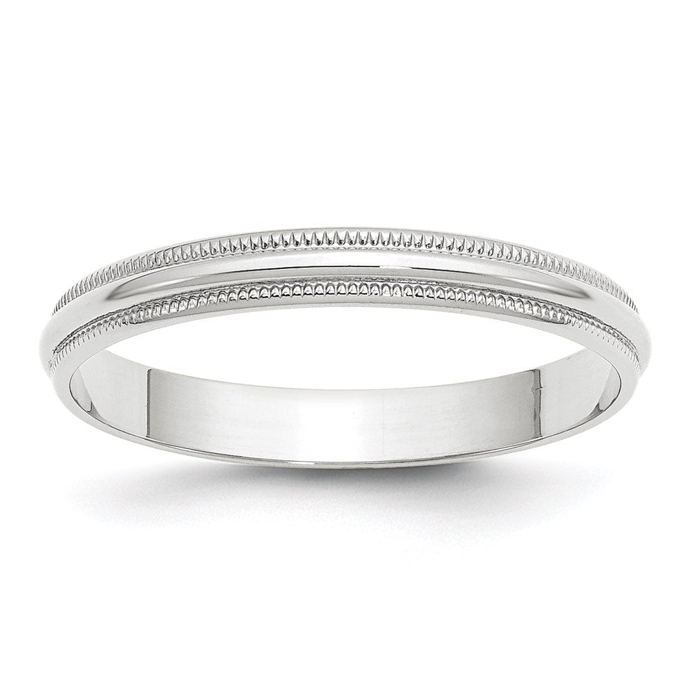Solid 14K White Gold 3mm Light Weight Milgrain Half Round Men's/Women's Wedding Band Ring Size 8