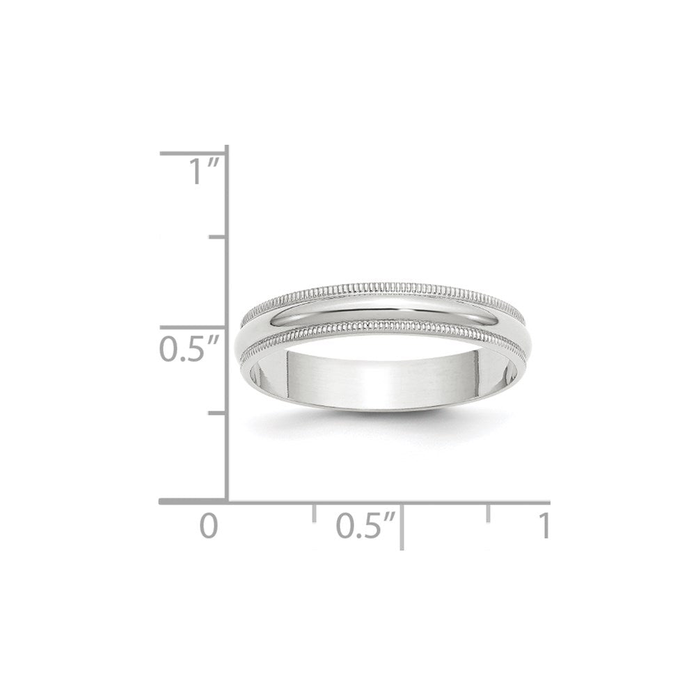 Solid 18K White Gold 4mm Light Weight Milgrain Half Round Men's/Women's Wedding Band Ring Size 4.5