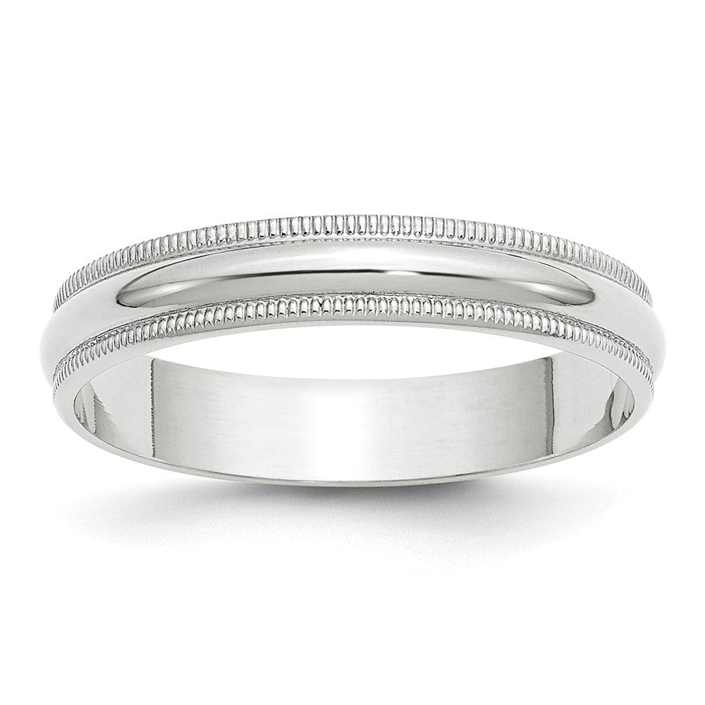 Solid 14K White Gold 4mm Light Weight Milgrain Half Round Men's/Women's Wedding Band Ring Size 7