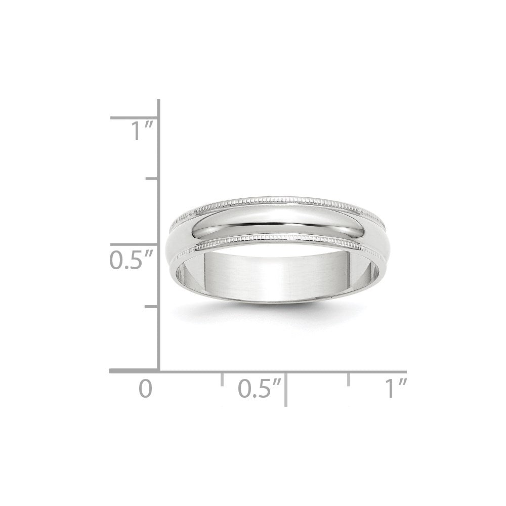 Solid 18K White Gold 5mm Light Weight Milgrain Half Round Men's/Women's Wedding Band Ring Size 8.5