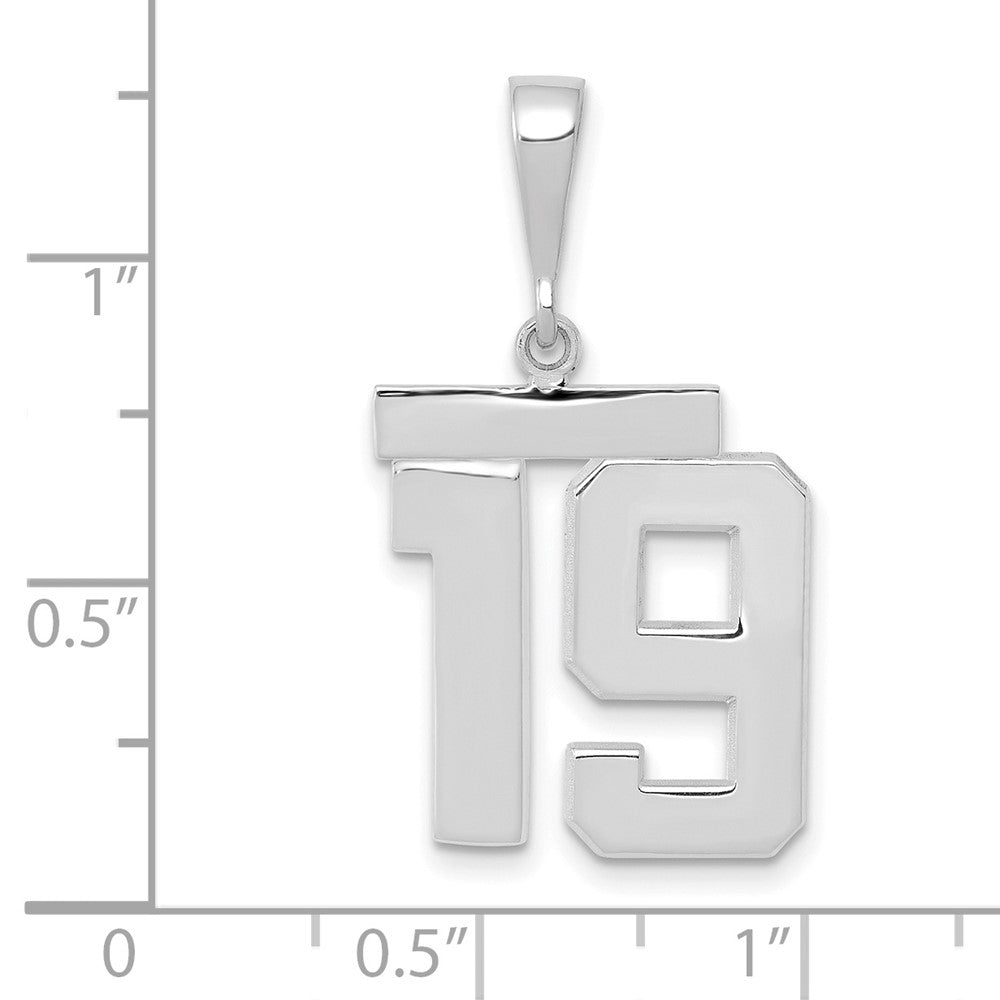 14k White Goldw Medium Polished Number 19 Charm