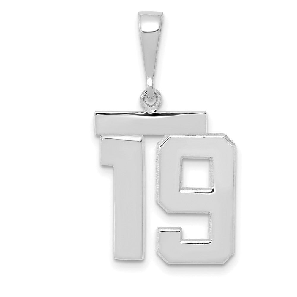 14k White Goldw Medium Polished Number 19 Charm