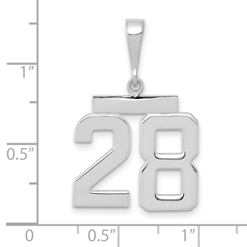 14k White Goldw Medium Polished Number 28 Charm