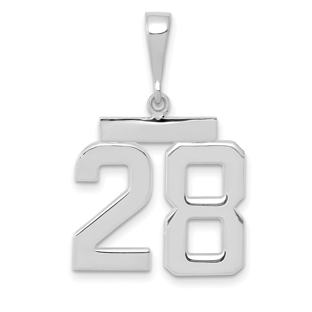 14k White Goldw Medium Polished Number 28 Charm