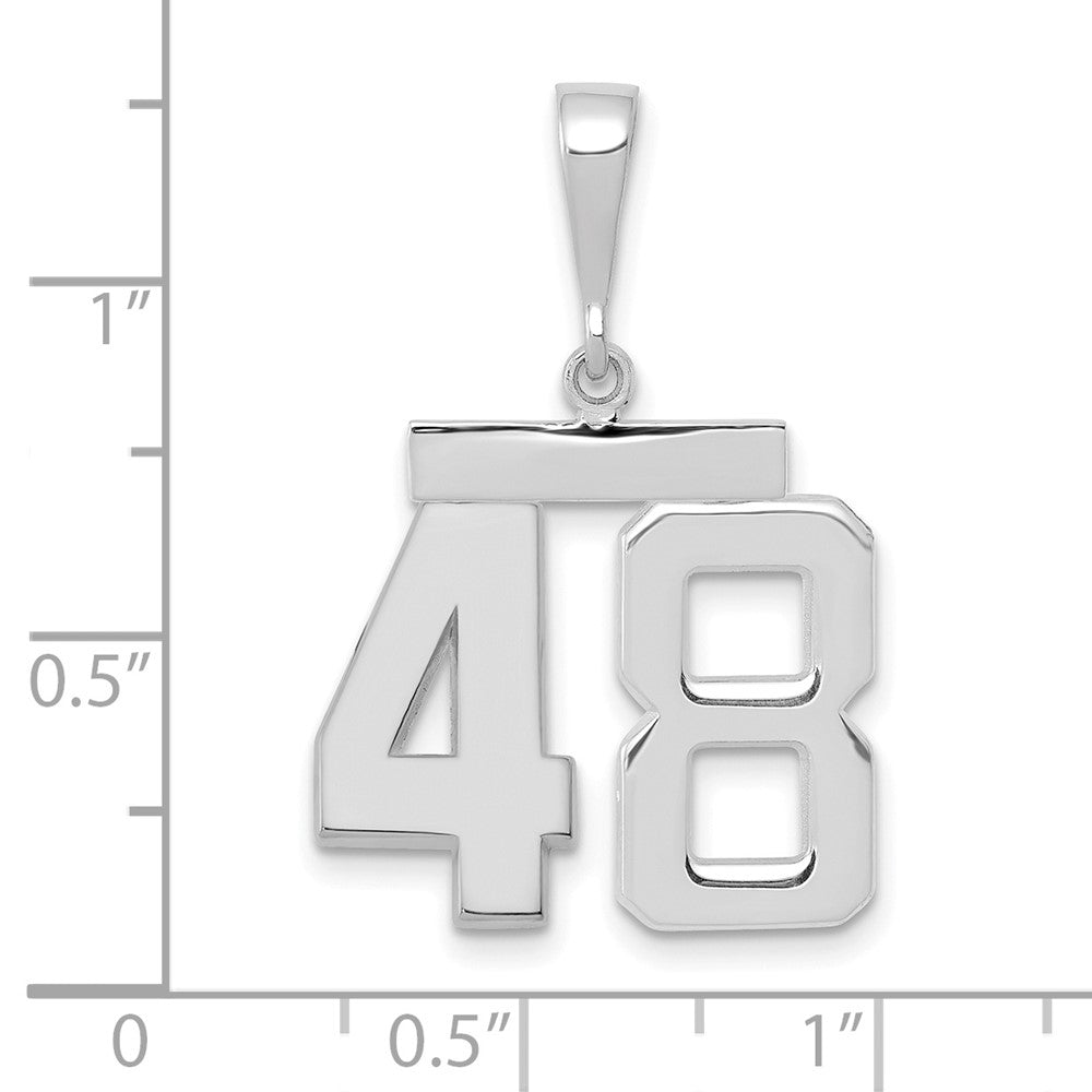 14k White Goldw Medium Polished Number 48 Charm