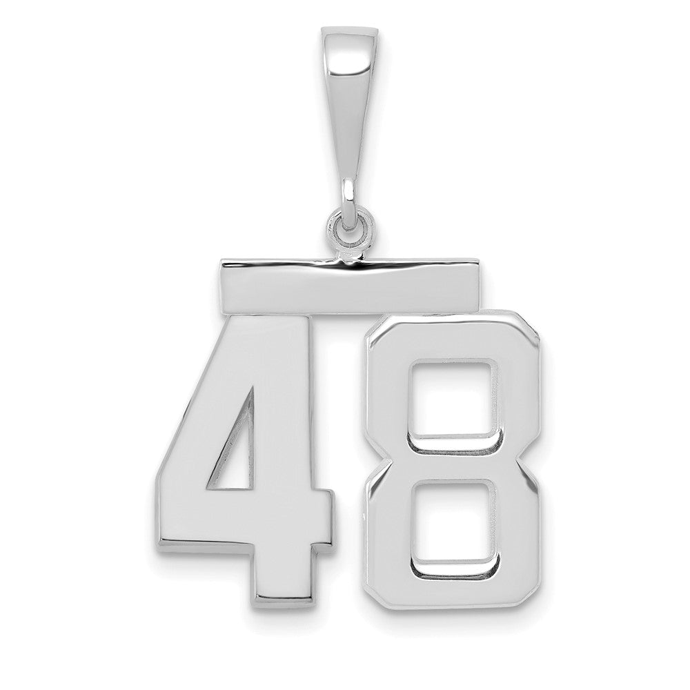 14k White Goldw Medium Polished Number 48 Charm