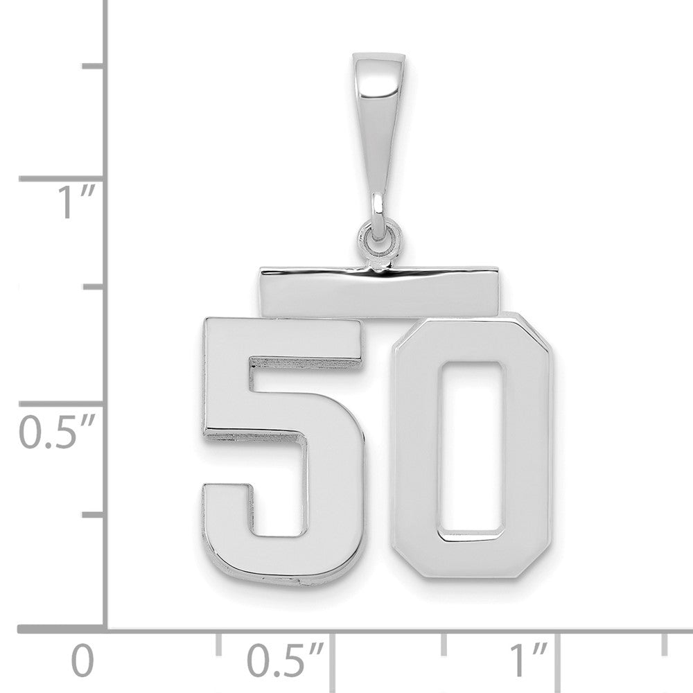 14k White Goldw Medium Polished Number 50 Charm