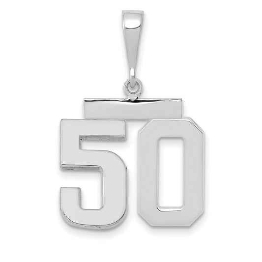 14k White Goldw Medium Polished Number 50 Charm