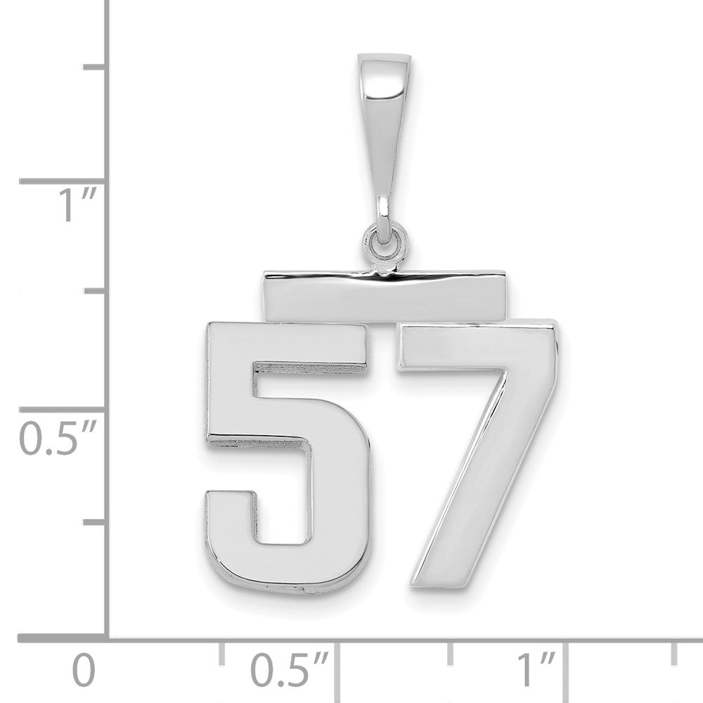 14k White Goldw Medium Polished Number 57 Charm