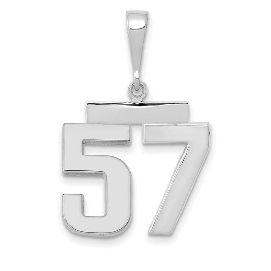 14k White Goldw Medium Polished Number 57 Charm