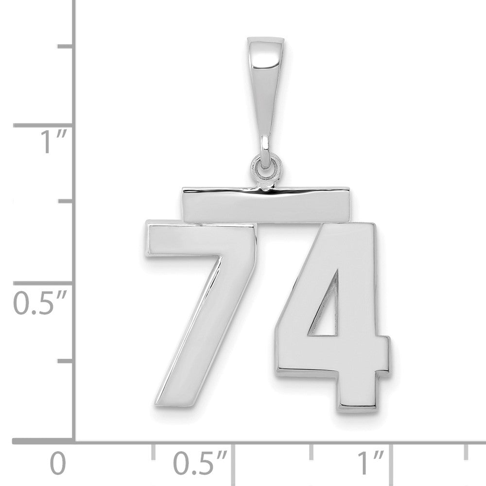 14k White Goldw Medium Polished Number 74 Charm