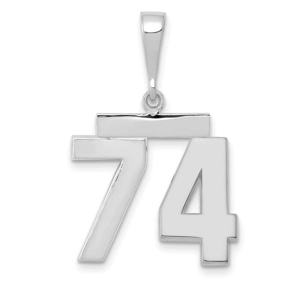 14k White Goldw Medium Polished Number 74 Charm