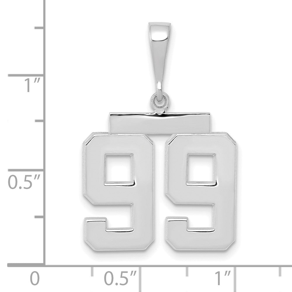 14k White Goldw Medium Polished Number 99 Charm