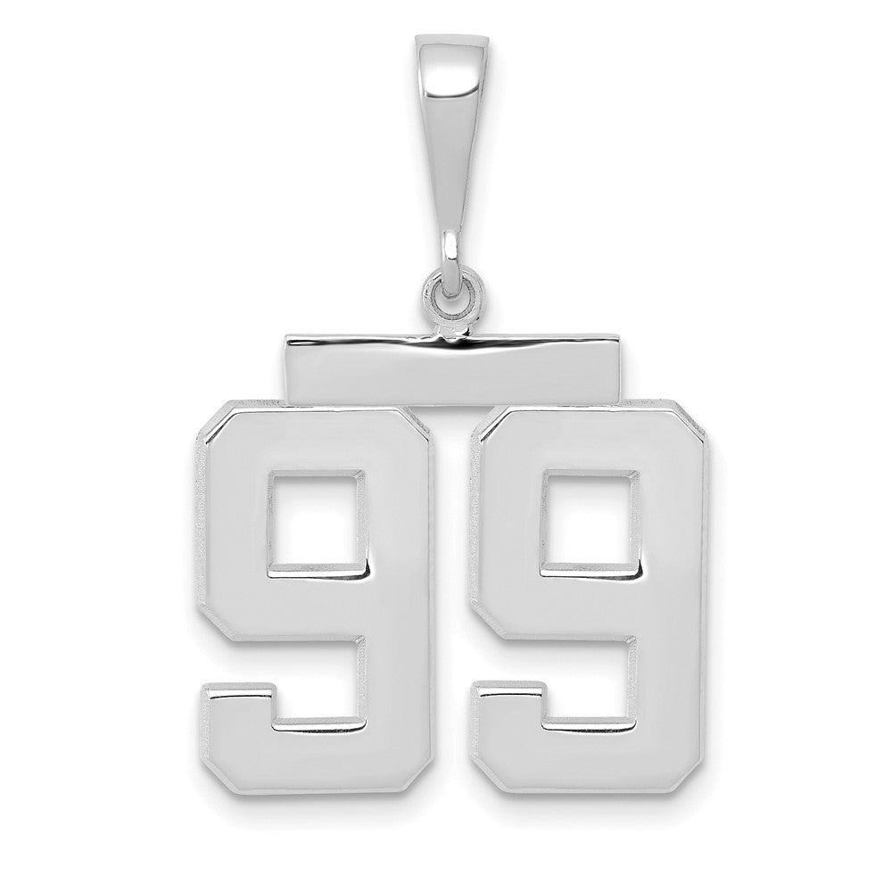 14k White Goldw Medium Polished Number 99 Charm