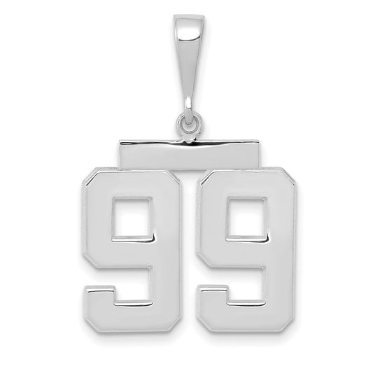 14k White Goldw Medium Polished Number 99 Charm