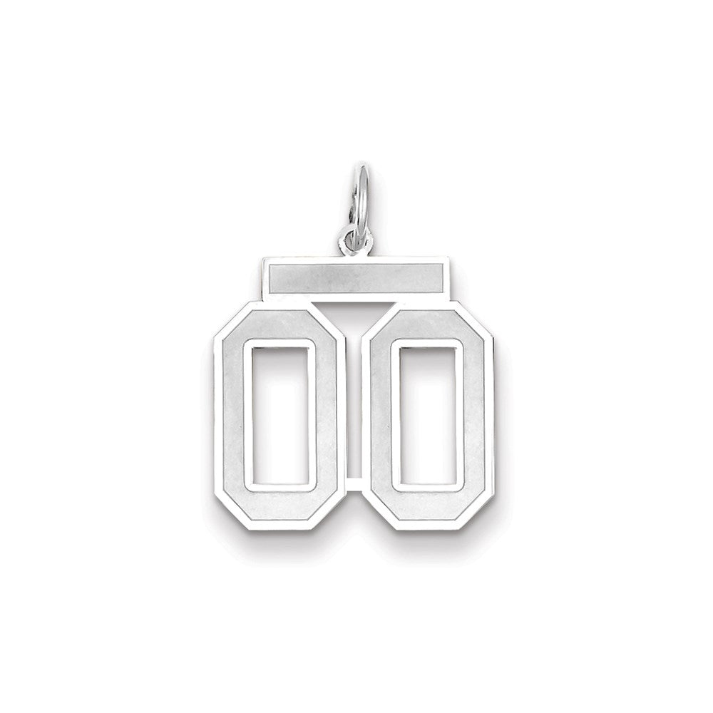 14k White Gold WG Medium Satin Number 00 Charm