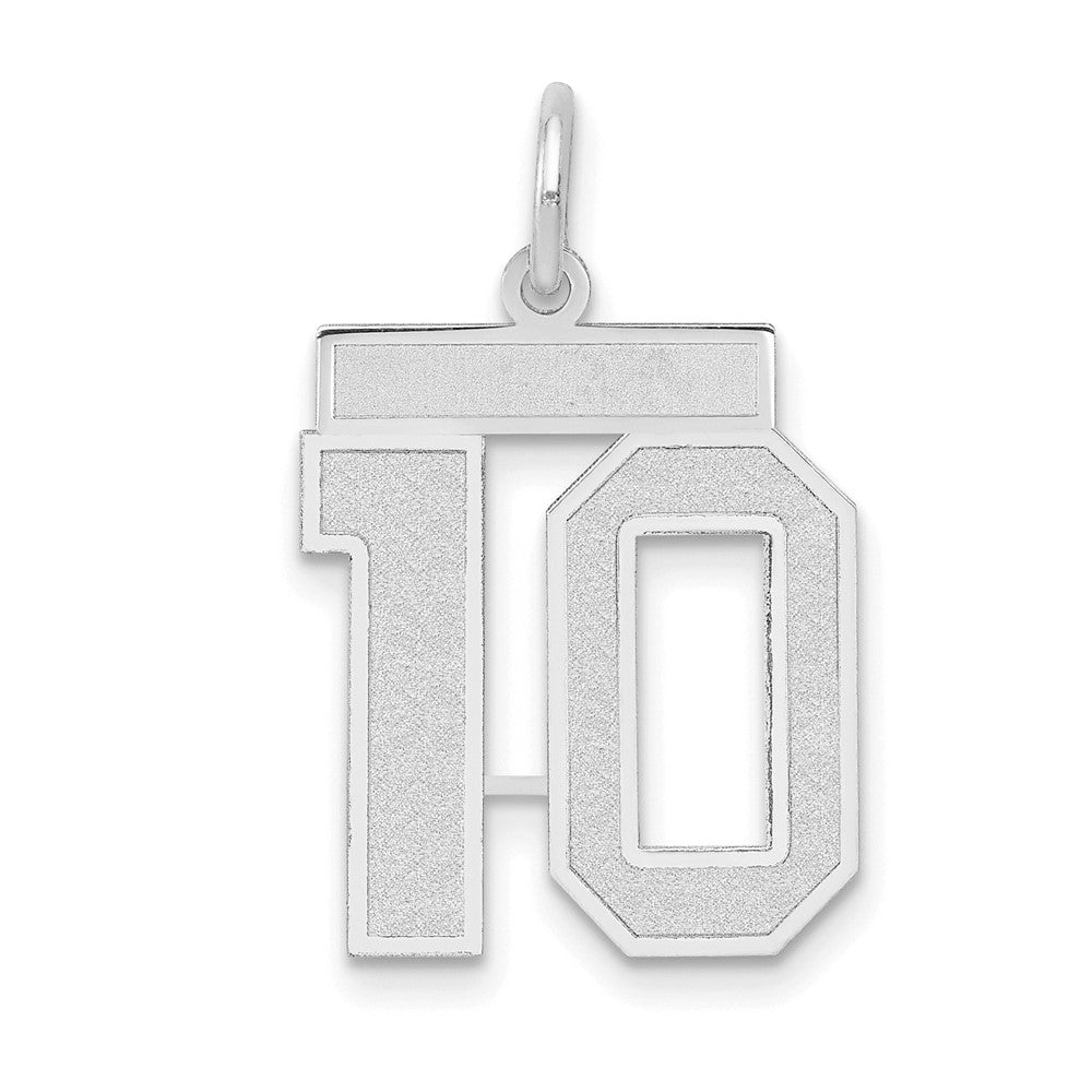 14k White Goldw Medium Satin Number 10 Charm