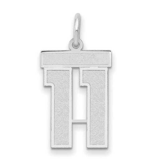 14k White Goldw Medium Satin Number 11 Charm