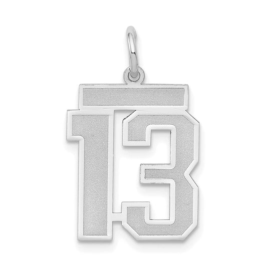 14k White Goldw Medium Satin Number 13 Charm