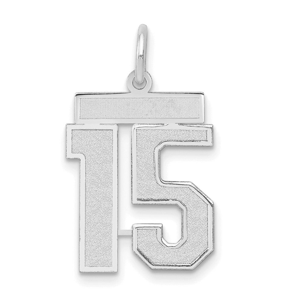 14k White Goldw Medium Satin Number 15 Charm