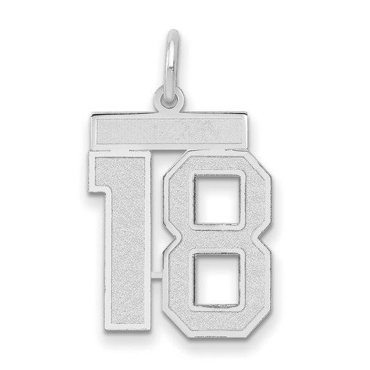 14k White Goldw Medium Satin Number 18 Charm