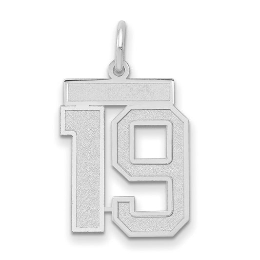 14k White Goldw Medium Satin Number 19 Charm