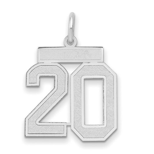 14k White Goldw Medium Satin Number 20 Charm