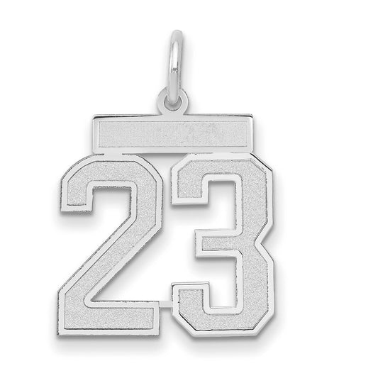 14k White Goldw Medium Satin Number 23 Charm