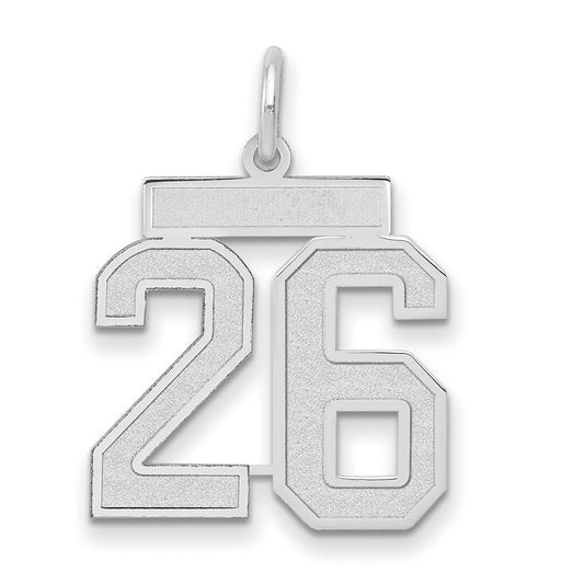 14k White Goldw Medium Satin Number 26 Charm