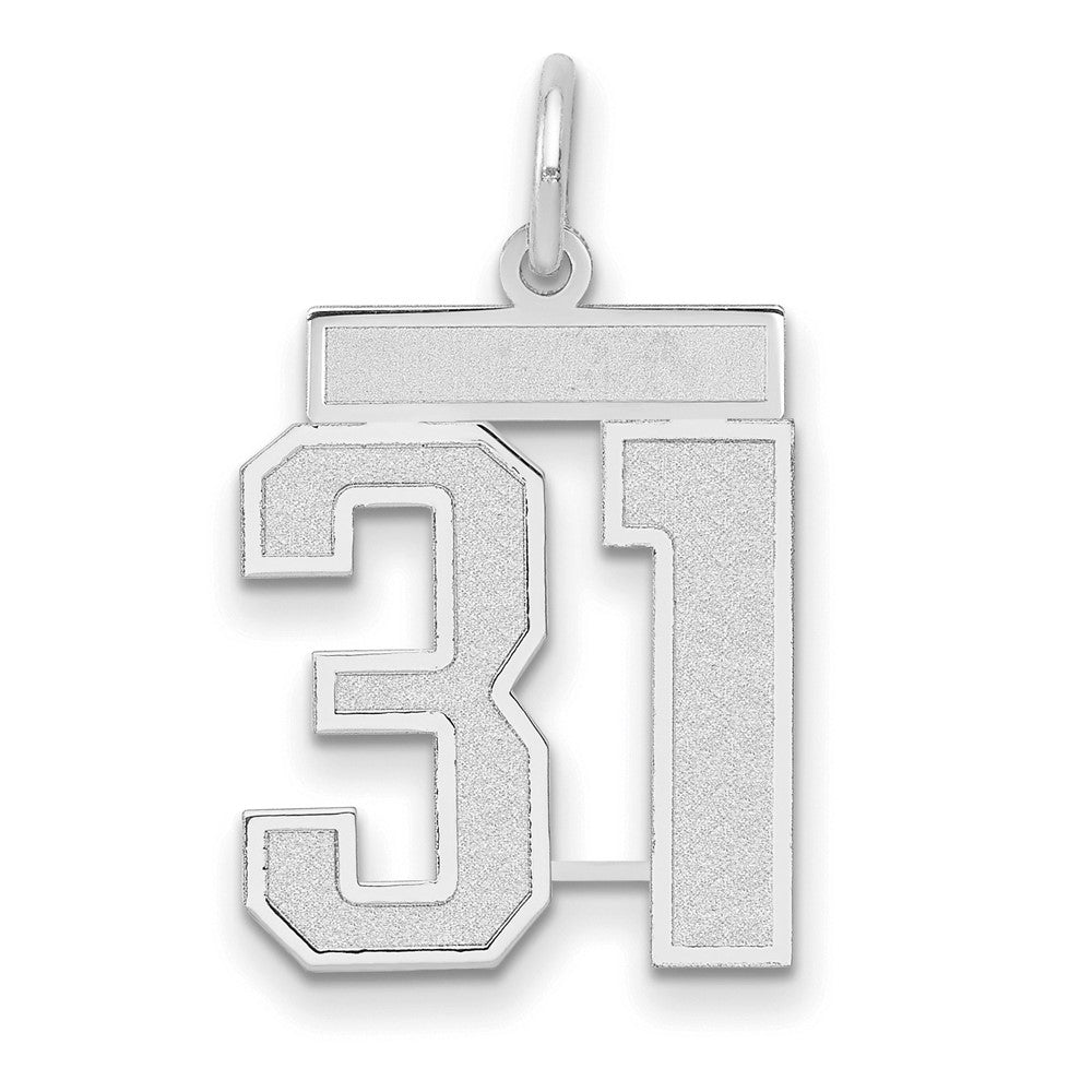 14k White Goldw Medium Satin Number 31 Charm