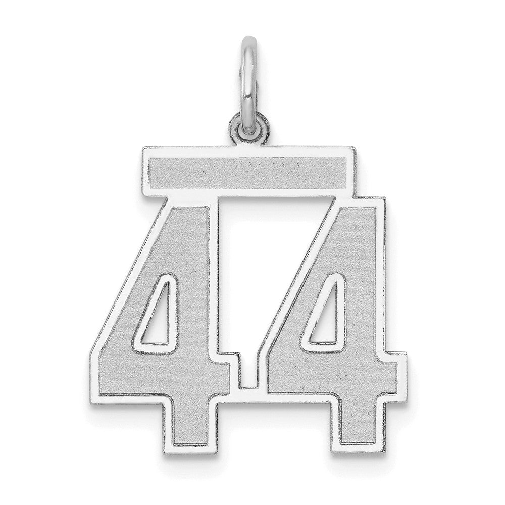 14k White Goldw Medium Satin Number 44 Charm